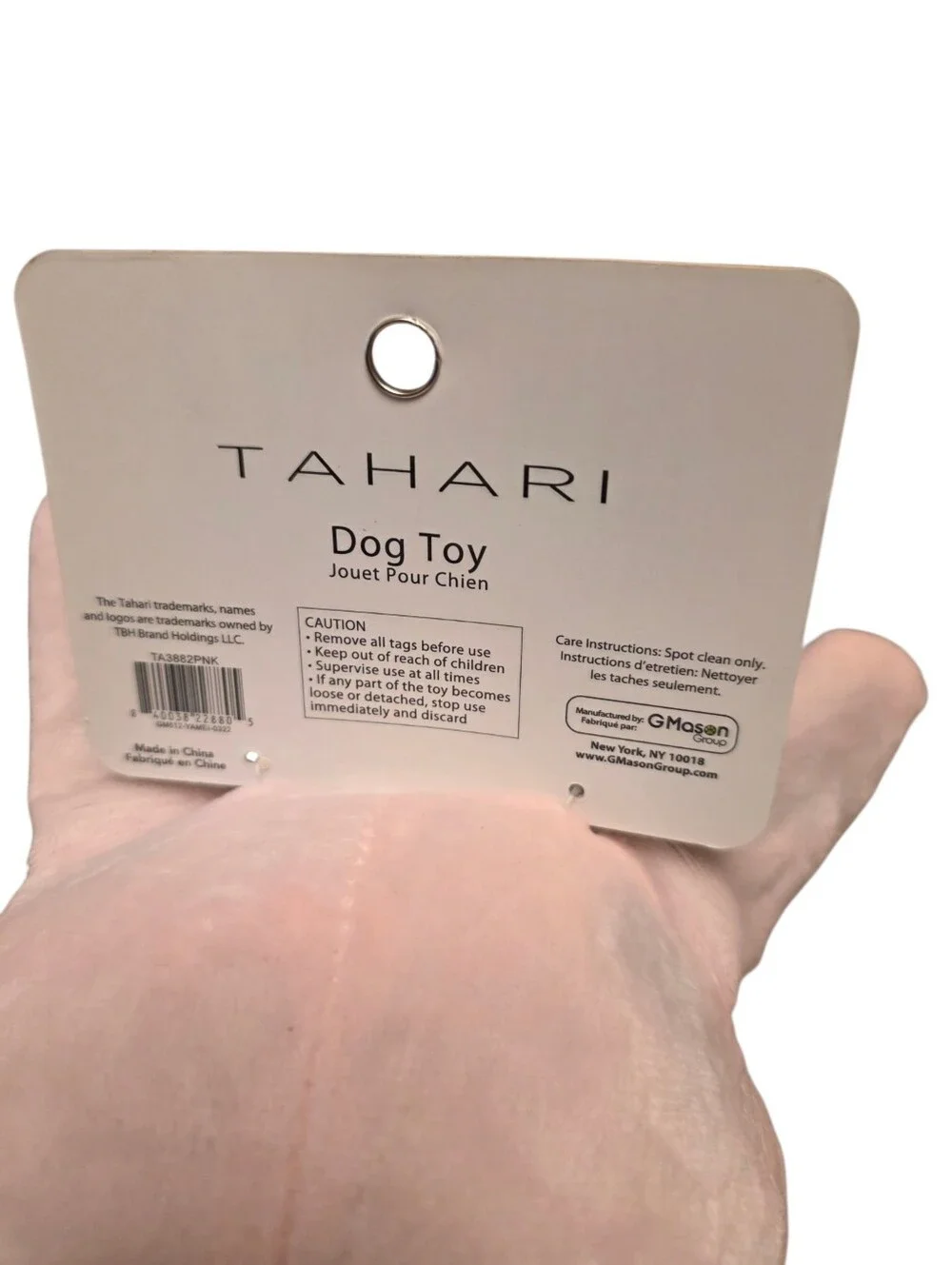 Tahari Pink Bunny Plush Squeaky Dog Toy